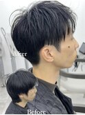 美髪シアーカラーピンクブラウンショートカット切りっぱなしボブ