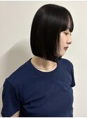 【YOKE】タッセルボブ切りっぱなし黒髪ボブブルーブラック20代