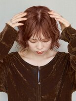 ガーデンヨコハマ(GARDEN YOKOHAMA) コーラルオレンジ ラウンドバング パールベージュ パーマ風