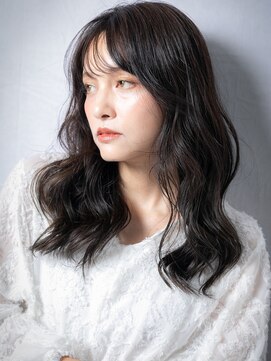 カバーヘア ブリス 志木南口駅前店(COVER HAIR bliss) 暗めカラー大人巻き毛先パーマ黒髪韓国風ロングz志木30代40代