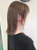 アッシュ 二俣川南口店(Ash)&nbsp;◆インナーカラー/グレージュ×ピンク/ミディアムボブ