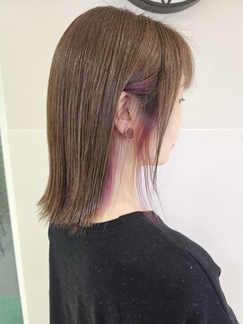 アッシュ 二俣川南口店(Ash) ◆インナーカラー/グレージュ×ピンク/ミディアムボブ