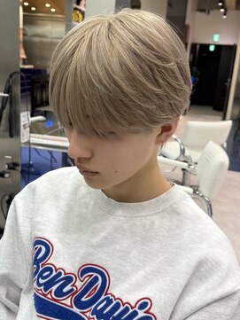 サンクマーケット 渋谷(cinq MARKET) メンズミルクティーベージュコンマヘアアッシュグレージュカラー