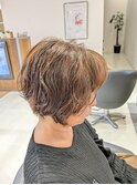 部分パーマで骨格補正カット