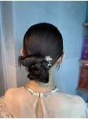 【カチモリ】結婚式銀座お団子カチモリタイトヘアセット