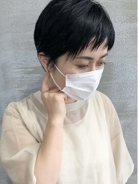 ヘアアンドビューティー クローバー(Hair&Beauty Clover) 大人オン眉ショート/アッシュブラック/メンズライク