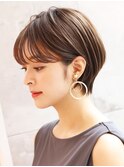 大人かわいい前髪ショート/グレージュ/20代/30代/40代/表参道