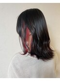 赤系インナーカラー[ブリーチカラー/イヤリングカラー]