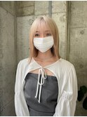 結べる切りっぱなしボブ×ホワイトベージュ/ボブ/ブリーチ