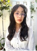 ロングレイヤーカットアッシュブラウンニュアンス前髪ありなし