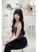 小顔薄めバンググレージュレイヤーロング前髪パーマ黒髪