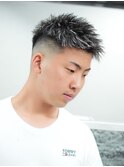 ツイストパーマ/短髪/ホワイトメッシュ/スキンフェード/姫路