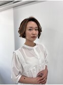小顔ひし形 レイヤーカット 透明感カラー