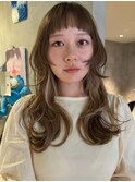 夏カラー/インナーカラー/ミディアムレイヤー顔周りくびれ大人