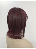 ワインレッドカラー 切りっぱなしボブ