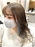 アッシュベージュ×カーキアッシュインナー