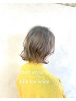 フランチェスカドットボブ(francesca.bob)&nbsp;切りっぱなしボブ×ミルクティーベージュ【渡辺俊弥】梅田