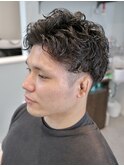ツーブロックショート×強めスパイラルパーマ