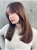 ロング/レイヤーカット/小顔/ワンカール/大人可愛い/うる艶髪