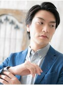 ブラック七三分け短髪ベリーショートY南越谷