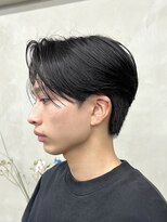 メンズセンターパートニュアンスパーマ毛流れ縮毛矯正刈り上げ