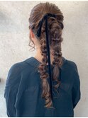 アレンジ　艶髪　髪質改善　ヘアセット　編みおろし　顔まわり
