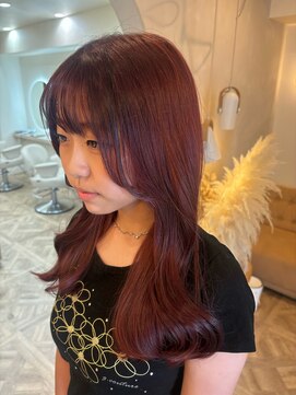 LUVISM 栄店/名古屋/ダブルカラー/ブリーチ/顔周りレイヤー/学割【5月1日OPEN(予定)】 ボルドー/チェリーレッド/韓国ヘア/ダブルカラー/yuria
