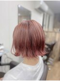 外ハネボブ　ピンクブラウン