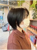 ナチュラルウルフショート×ダークブラウン×外ハネ