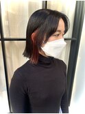切りっぱなしボブ ボブ 外ハネ  レッドカラー ブラックカラー