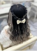 ねじりハーフアップ
