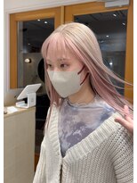 スタン 渋谷(Stam)&nbsp;フェイスフレーミングインナーカラーピンクブリーチハイトーン