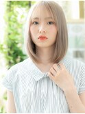 韓国風ハイトーンカラー透けバングボブディh4志木20代30代40代