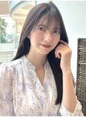 大人ガーリーstyle*ロングヘア*シースルーバング*グレージュ