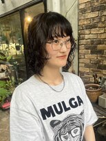 リブロ 三軒茶屋(LIBRO)&nbsp;ホワイトグレージュミニウルフデジタルパーマシースルーマッシュ