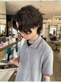 メンズパーマ/センターパート