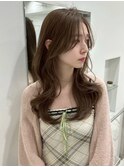 レイヤーロング くびれ巻き アッシュブラウン