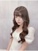 ダークブラウンロング・揺れ感・ガーリー・ナチュラルカール