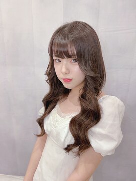 ダークブラウンロング・揺れ感・ガーリー・ナチュラルカール