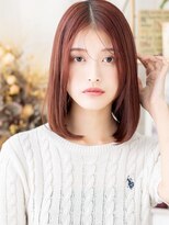 カバーヘア ブリス 北浦和(COVER HAIR bliss)&nbsp;シンメトリーボルドーカラー切りっぱなしミディc7北浦和20代30代