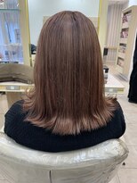 アッシュ 千歳烏山店(Ash) 20代30代ピンクベージュブリーチなしカラー切りっぱなしボブ
