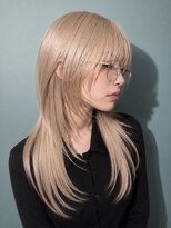ノラ ヘアーサロン(NORA HAIR SALON)&nbsp;ミルクティベージュヘーゼルベージュハッシュカットロング