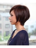 【CHICCA 千葉中央店】マロンカラー×ショートボブ(横)