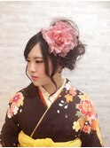 編み込みサイドアップ