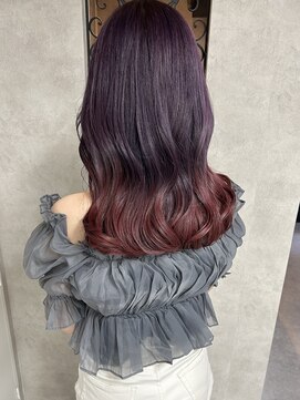 ルノン(LUNON) ラベンダー×カシスレッド ブリーチ/グラデーションカラー/韓国