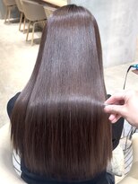 ブリーチなしチェリーブラウン髪質改善縮毛矯正酸性ストレート
