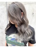 【打越】セミロング×アッシュグレージュ