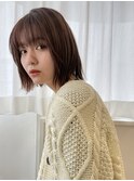 ぱつっとゆるめ外ハネダークブラウンレイヤーボブ