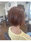 ブリーチなしで赤みがないベージュに☆ショートボブ イルミナ