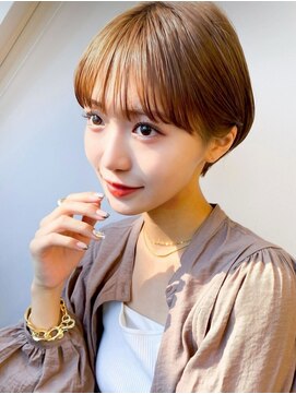 アース 栄店(HAIR&MAKE EARTH) earthショートレイヤーボブミルクティー丸みショートボブ